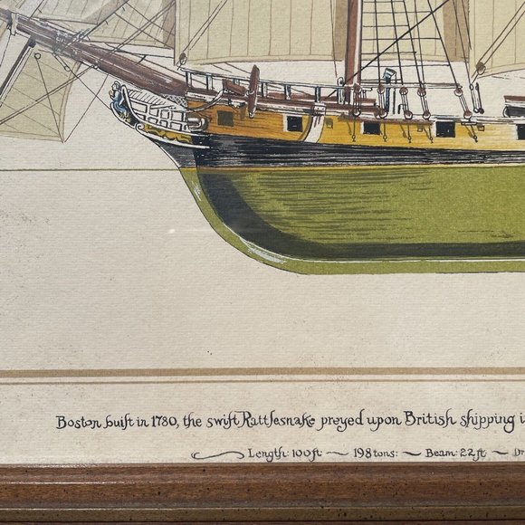 The Privateer Rattlesnake by Joseph A. Phelan - Vintage Nautical Wall Art Print - Picture 6 of 16